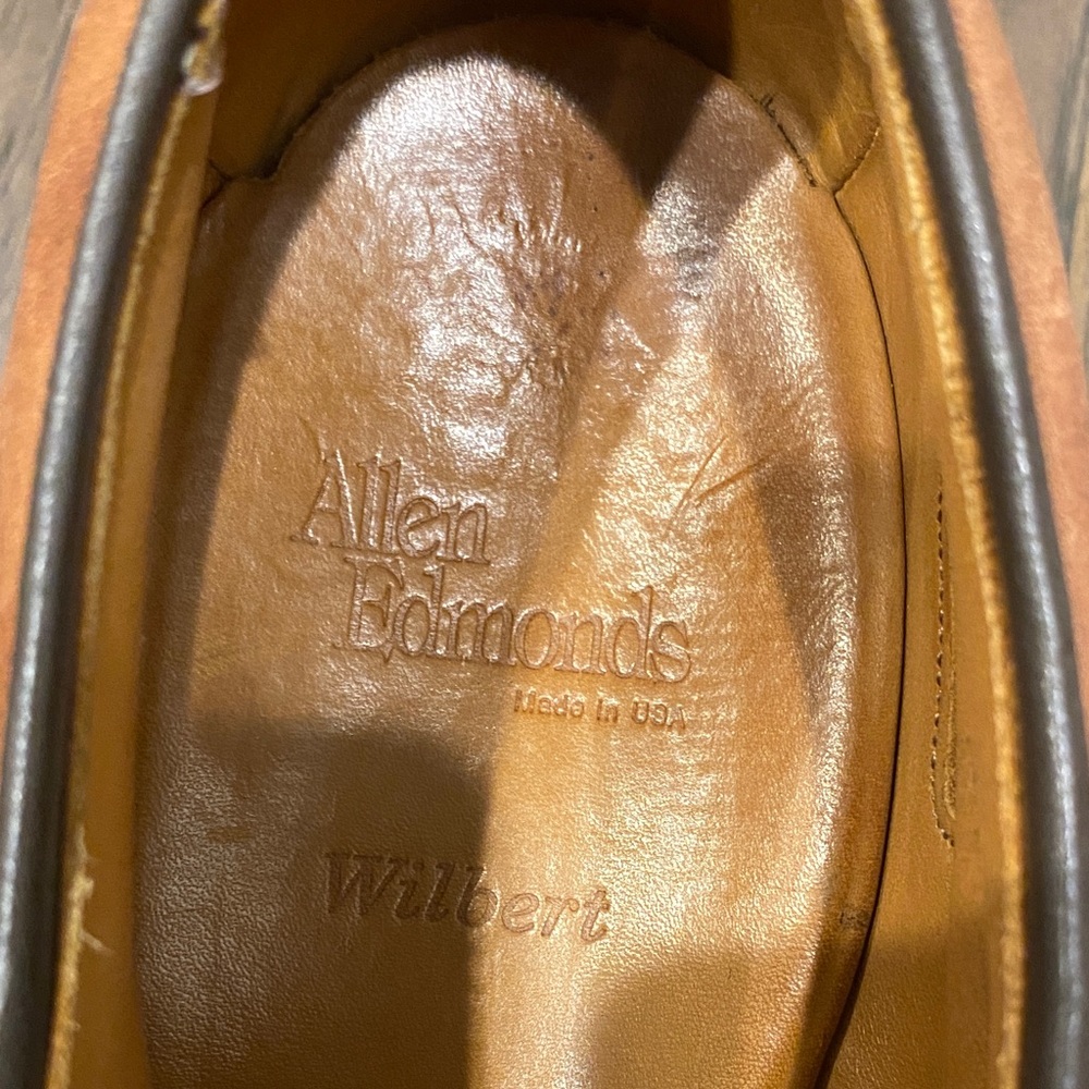 Allen Edmonds Men's Tan Leather Oxfords Wilbert Size 9.5 - Picture 4 of 8